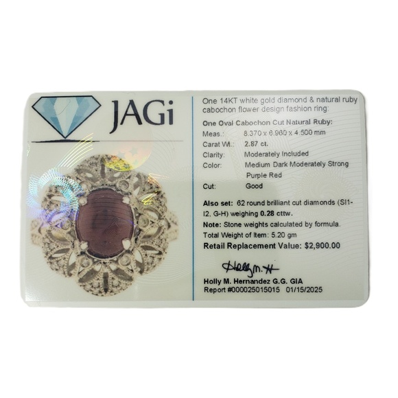 14 Karat White Gold Ruby and Diamond Ring Size 6.5 #20702 - Picture 8 of 8